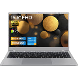 MARGOLAI Silver 15.6" FHD IPS Laptop Computer 16GB RAM 512GB SSD