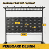SOYEEZE Fishing Rod Holders for Garage,Fishing Gear Holder for Fishing Rod Tackle Box Storage，Fishing Pole Holders for 12 Rods with Hooks and Pegboard,Fishing Cart with Reel Rack