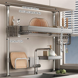 STCERY Kitchen Sink Dish Storage Rack, Over Sink Dish Drying Rack, Expandable Storage Shelf Organizer, Adjustable Height, Perfect for Family, and Camper Van(Gray 1,78cm/30.7in)