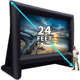 QILEBA 24 Feet Inflatable Projector Movie Screen Outdoor Indoor, Portable Blow Up Cinema Projection Screen, with Air Blower, Tie-Downs and Storage Bag, for Backyard Pool Party Movie Nights
