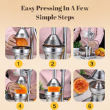 Manual Orange Juicer, Hand Press Citrus Juicer Lemon Squeezer with Cup Countertop Squeezer for Fresh Orange Juice, Easy to Clean