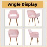 Furry Desk Chair, Comfy Armchair with Faux Fur for Teen Girls, Pink, 2PCS