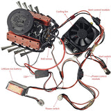 MechPuConToy Mini V8 Engine Model Kit that Runs, FS-V800WGPC 1/10 Scale 28cc Water-Cooled Four-Stroke OHV V8 Engine Model Kit, Build Your Own V8 Metal Engine that Works