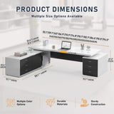 L Shaped Office Desk,1″Thick Tabletop,Large Office Desk with Storage Cabinet,Modern Computer Desk for Home Office