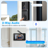 KEPEAK Doorbell Camera Wireless, Video Door Bell Battery with Monitor,Black