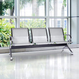 buenotoys 3-Seat Waiting Room Chairs - Waiting Room Bench with Arms Airport Reception Bench Guest Reception Chairs Lobby Bench Waiting Area for Airport Market Bank Hospital School Barbersho, Silver