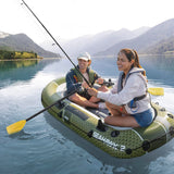 INTEX 66332EP Seahawk 2 Inflatable Boat Set: Includes Deluxe 48in Aluminum Oars and High-Output Pump – SuperStrong PVC – Fishing Rod Holders – 2-Person – 520lb Weight Capacity