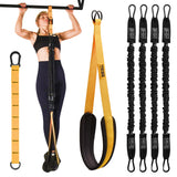 Pull Up Assistance Bands Set - 4 Heavy-Duty Pull Up Bands, Height Adjustable Strap & Comfortable Foot Strap - Stackable Pull Up Resistance Bands for Pull Ups (Yellow)