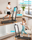 Rayspace Walking Pad with 12% Incline/Adjustable Height, Upgraded 3.5HP Walking Pad with Handle Bar, 4 in 1 Foldable Under Desk Treadmill, Electric Portable Treadmills for Home 350LBS, LED Display