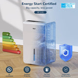 Dehumidifier for Basement,Energy Star Certified for 4500 Sq.Ft Large Room, MAX to 70 Pints/day, included 16.4 Feet Drain Hose and Pump,White
