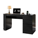 ZenXity Farmhouse 55" Computer Desk with Charging Station, Wooden Home Office Executive Desk with 3 Drawers and Fluted Storage, Study Table Workstation