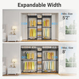 VIPEK X3 Expandable Heavy Duty Clothes Rack Adjustable from 5'2" to 8' with Adjustable Shelves and Hanger Rods, Large Freestanding Clothing Racks Reach-in & Walk-in Closet, Max Load 1210LBS, Black