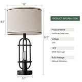 Reaketon Black Table Lamps for Living Room Set of 2, 22.3" Farmhouse Lamps for Nightstand, Industrial Table Lamps for Bedroom with USB Ports, Bulbs Included