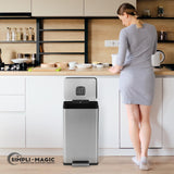 50 Liter / 13.2 Gallon Soft-Close, Smudge Resistant Trash Can with Foot Pedal and Built in Filter