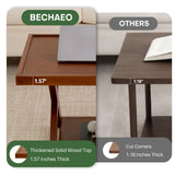 BECHAEO Solid Oak Coffee Table for Living Room, 2-Tier Wooden Coffee Table with Storage Shelf, Modern X-Shaped Base, Heavy Duty 400 lbs Center Table for Home