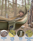 Sunyear Hammock Camping with Rain Fly Tarp and Net, Portable Camping Hammock Double Tree Hammock Outdoor Indoor Backpacking Travel & Survival, 2 Tree Straps,100% Waterproof Green Bundle