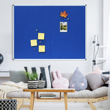 DEVELOP 48x36 Inch Large Blue Felt Bulletin Board, Wall Mounted Pin Memo Notice Cork Board with Silver Aluminium Frame for Office, Home, and Classroom, Includes 10 Push Pins