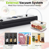 Vacuum Sealer, 70KPA Powerful Pro Food Saver Vacuum Sealer Machine, Full Automatic with Double Heat Seal, Liquid, Wet, Dry Modes with External Vacuum System, Built in Cutter & 15 Vacuum Bags