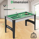 48" Pool Table, Mini Billiard Game Table w/Balls, Cues, Chalk, Brush and Triangle, Indoor Compact Arcade Game Table for Living Room, Game Room