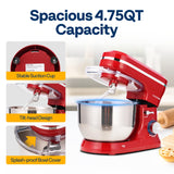 VIVOHOME 4.75 Quart Stand Mixer, 8 Speed Kitchen Electric Food Mixer, Household Stand Mixer for Baking, Cake, Bread, Red