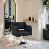 BarberPub Classic Salon Chair for Hair Stylist,Hydraulic Barber Styling Chair,Beauty Salon Spa Equipment 3802 (Black)