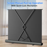 100" Portable Non-Tension Matte White Manual Pull Up Projector Screen,178°Viewing Angle Movie Screen,Outdoor Projector Screen Wrinkle-Free Design for Backyard Movie Night