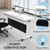 Modern Conference Table, 47.2'' Folding Conference Tables with Wheel, Flip Top Mobile Meeting Table