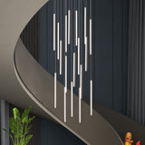 BESTWEST 98" Modern LED Chandelier, 18-Lights Dimmable High Ceiling Large Hanging Lighting Fixture for Loft Villa Living Room Stairs Foyer (Black, 18-Lights 19.7in)