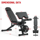 XDDIAS Weight Bench, 900LBS Workout Bench With Leg Extension For Home Gym Equipment, Adjustable Strength Training Bench with Preacher Curl Pad And Extended Headrest, Bench For Full Body Fitness
