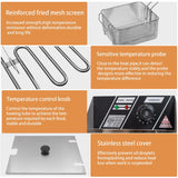 Heavy Duty Deep Fryer, 6.3QT/6L Stainless Steel Large Single-Cylinder Electric Fryers with Removable Basket and Professional Heating Element, 100V/2500W Max US Plug