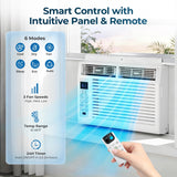 12,000 BTU Window Air Conditioner, 3-in-1 AC Unit with Dehumidifier for Large Room/Living Room Up to 550 Sq. Ft, Quiet & Energy Saving Window AC with Remote, 4 Fan Speeds, 24H Timer, Sleep Mode