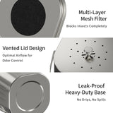 MRBIN Stainless Steel Kitchen Compost Bin Countertop Trash Can with Lid and Charcoal Filter, Metal Small Indoor Rubbish Dustbin for Food Waste Recycle