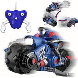 Liberty Imports 2.4Ghz RC Motorcycle Remote Control Stunt Drift Bike Racing Vehicle - 1/10 R/C High Speed Cyclone Motorbike and Riding Figure with 360° Spinning Wheels Action (Blue)