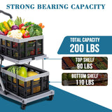 Collapsible Shopping Cart on Wheels, Folding Shopping Cart with 360° Swivel Wheels, Multi Use Utility Cart