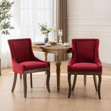 MOOLSUN Fabric Dining Chairs Set of 8, High Back Side Chairs, Modern Padded High-End Tufted Upholstered Chairs with Button-Tufted Back & Rear Pull Tabs, Solid Wood Legs Burgundy(Wood Legs)