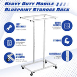 Kolldenn Mobile Blueprint Storage Rack Adjustable Holder with 6 Pcs Blueprint Clamps 4 Wheels Storage Organizer Stand for File Display Plan Office Home(30 Inch)