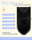 Full Shine Thick Jet Black Clip in Hair Extensions, 28 Inch 180g 7Pcs