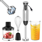 Bonsenkitchen Immersion Blender Handheld with Food Processor, 20 Speeds Hand Blender with Turbo Mode, Stainless Steel Blade, Egg Whisk, Beaker