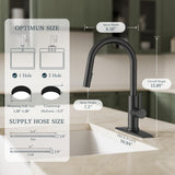 FORIOUS Kitchen Faucets with Pull Down Sprayer, Black Classic Single Handle Stainless Steel High Arc Faucet for Kitchen Sink, 1 Hole with Deck Plate Sink Faucet for Bar RV Farmhouse Outdoor Laundry