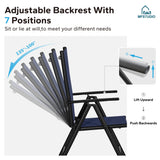 MFSTUDIO Patio Dining Chairs Set of 4, Foldable & 7-Level Backrest, Blue