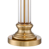 Vienna Full Spectrum Rolland Traditional Table Lamps 30" Tall Set of 2 Clear Glass Column Antique Brass Gold Off-White Fabric Drum Shade for Bedroom Living Family Room Bedside Nightstand House Home