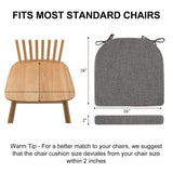 Wellsin Chair Cushions for Dining Chairs 6 Pack - Kitchen Chair Cushions with Ties and Non-Slip Backing