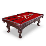 Hathaway Augusta 8 Foot Pool Table with Complete Accessories – Classic Full Size Billiard Table for Home Use – Classic Ball and Claw Legs, Inlaid Sights, K-66 Cushions – Mahogany Finish with Red Felt