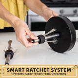 Heavy-Duty Stainless Steel Paper Towel Holder - Easy One-Handed Tear with Suction Cups - Modern Weighted Standing Countertop Dispenser for Kitchen - Holds All Paper Towel Rolls, Black