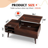 WLIVE Lift Top Coffee Table with Hidden Storage, Adjustable Shelf, Espresso