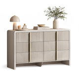 ModernMate Fluted 6 Drawer Dresser for Bedroom, 53.2" Wide Chest of Drawers, Modern Storage Cabinet with Anti-Tip Design, Wood Clothes Organizer with Metal Handles, Grey