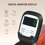 Soozier Water Rowing Machine for Home, Foldable Rower Machine with Adjustable Resistance, Wheels, LCD Monitor and Tablet Holder, 264lbs Weight Capacity, Red