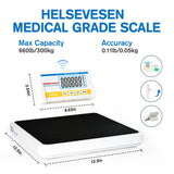 Helsevesen Professional Medical Bariatric Scale, 660 lb/300 kg Capacity, Wireless Digital Bathroom Scales, Low-Profile Heavy Duty Bariatric Scale with Anti-Slip Rubber Mat (DR660WL)