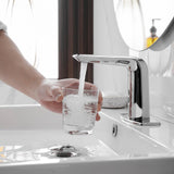 BWE Automatic Motion Sensor Touchless Bathroom Sink Faucet Electronic Infrared Hands Free Commercial Vanity Faucets Battery or Plug-in Powered,with Control Box and Temperature Mixer,Polished Chrome