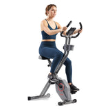 Sunny Health & Fitness Foldable Magnetic Exercise X-Bike Pro, 300 LB Capacity, Low-Impact, 14-Level Resistance, Ergonomic Support